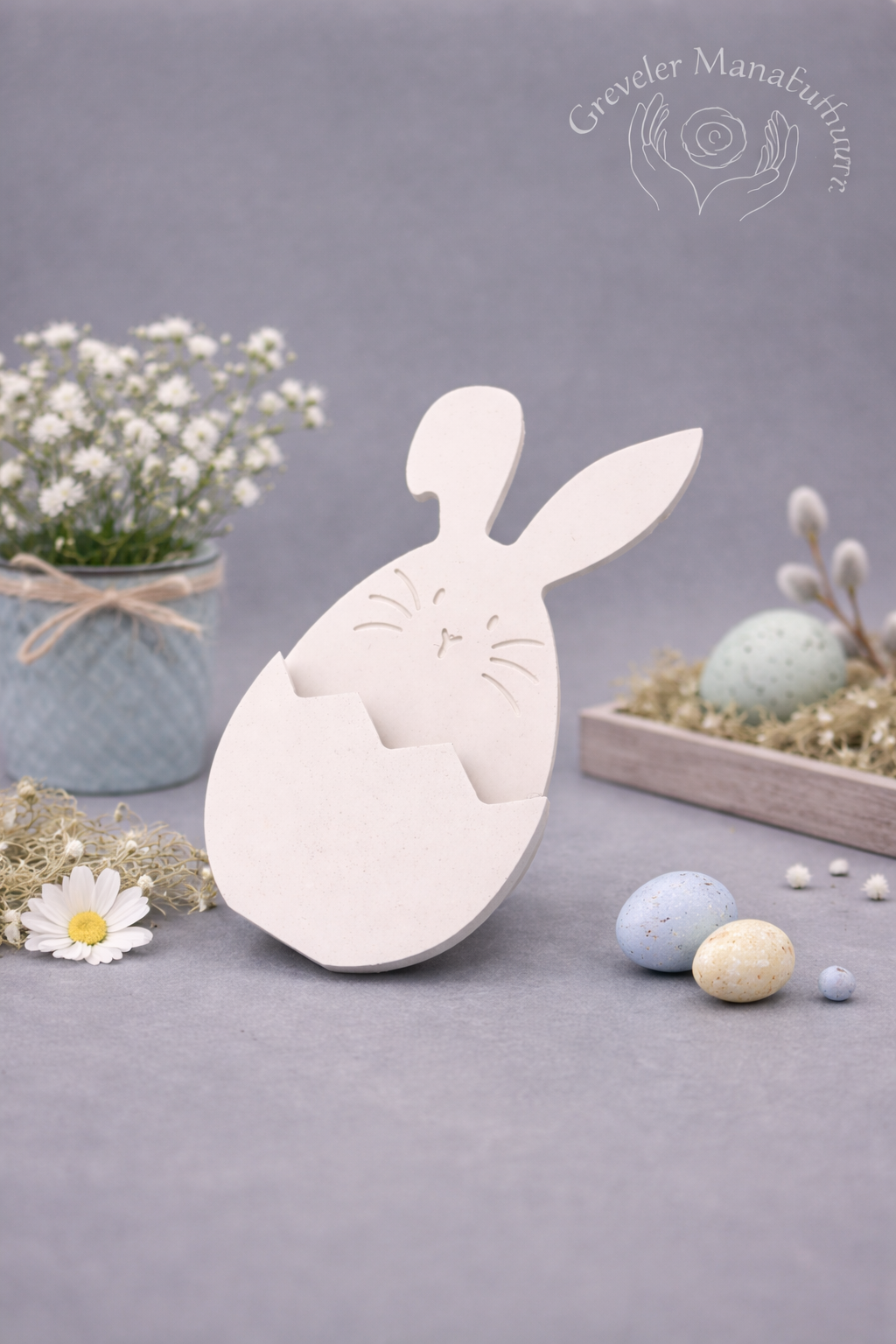Osterhase im Ei – handgefertigte Keraflott-Deko | Minimalistische Osterdekoration | Greveler Manufaktur