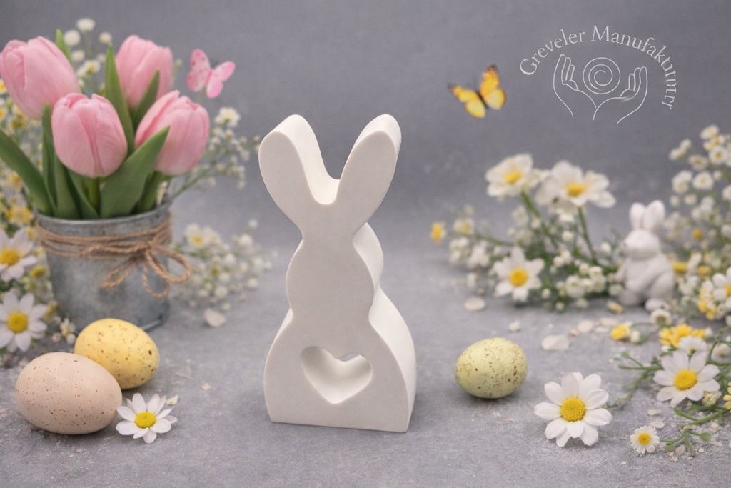 Deko-Hase mit Herz aus Keraflott – handgefertigt & zeitlos