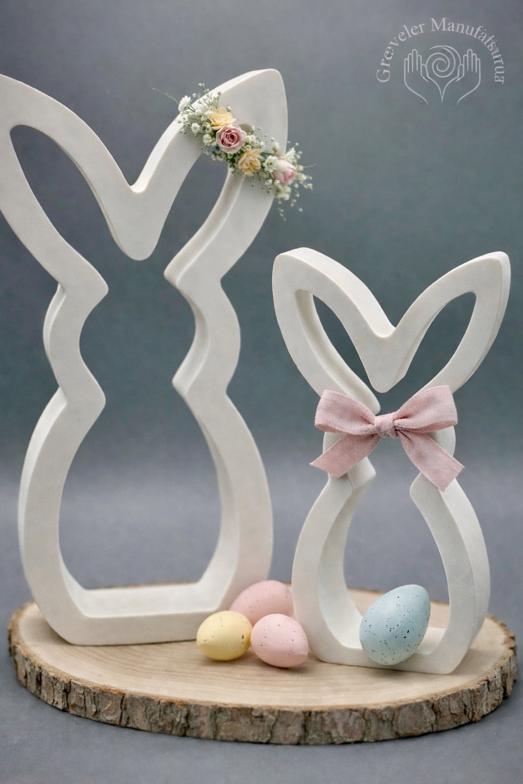 Osterhasen Set aus Keraflot – Minimalistische Hasenfiguren im modernen Design (2er Set)