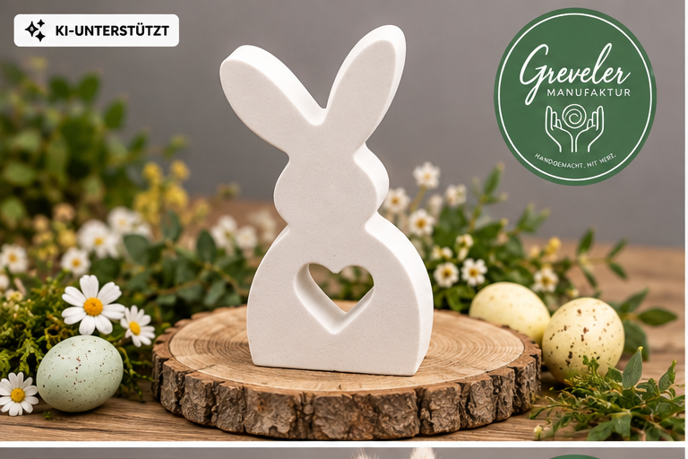 Deko-Hase aus Keraflott – Greveler Manufaktur, KI-unterstützt