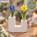 Handgemachte Doppelvase aus Keraflott mit Frühlingsblumen – Greveler Manufaktur
