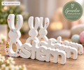 Handgefertigter Ostern-Schriftzug mit Hasen aus Keraflott – Greveler Manufaktur
