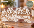 Herbstlich Willkommen 3D-Druck Deko mit Blättern und Eicheln – Greveler Manufaktur