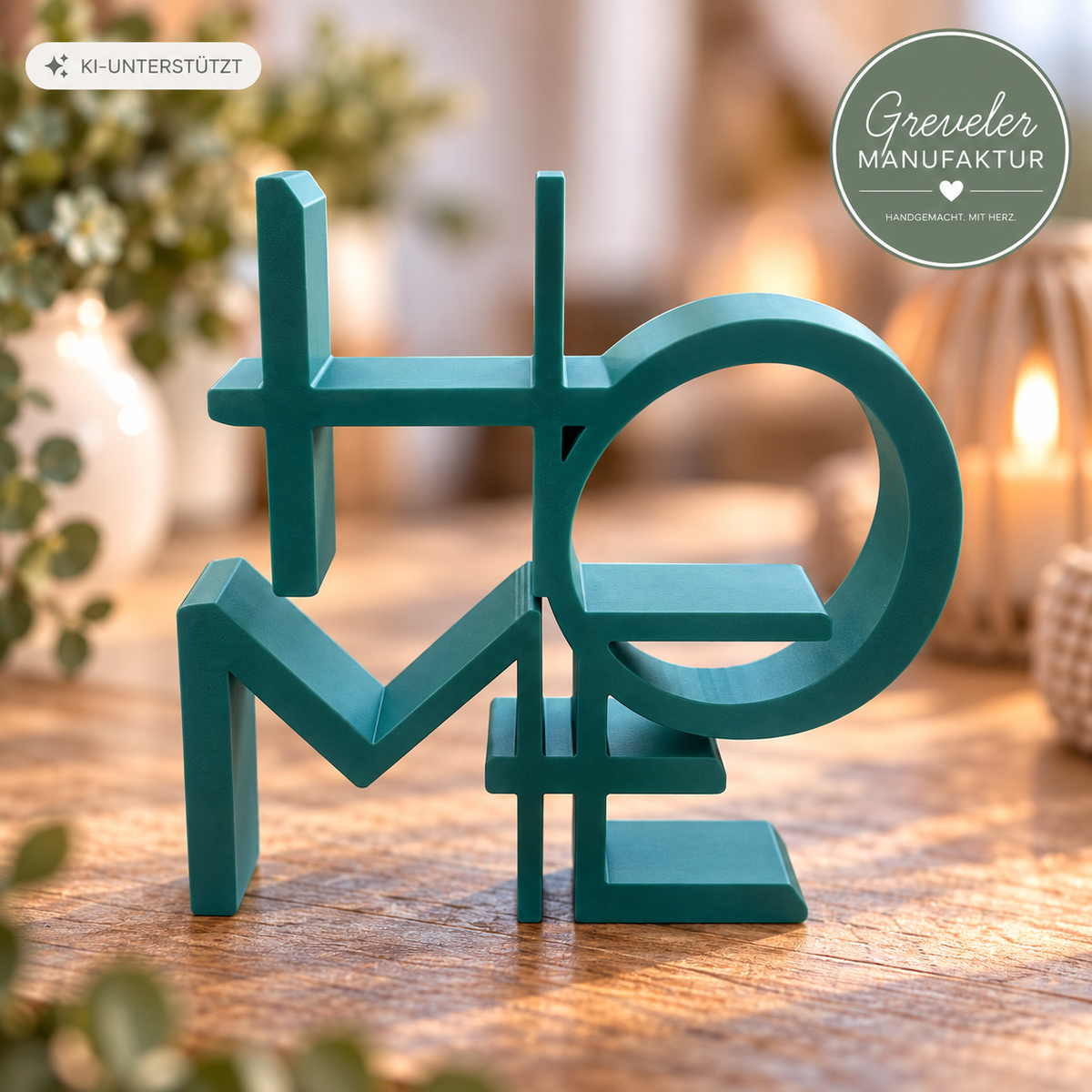 HOME 3D-Druck Deko-Schriftzug in Petrol – Greveler Manufaktur