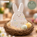 Handgefertigter Osterhase im Ei aus Keraflott – Greveler Manufaktur